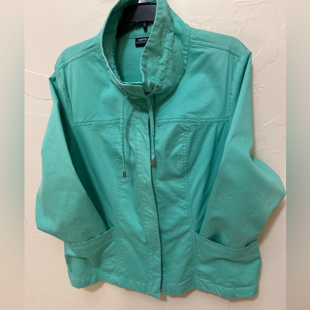 Norton McNaughton~Lightweight~Cotton Blend~Turquoise~Snap Closure~Jacket~Size XL